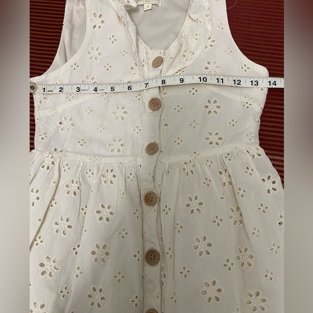 Chelsea & Violet Sleeveless Cream girls Dress with Button Details eyelets size M - Picture 4 of 8